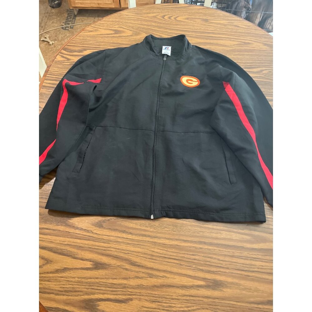 Russell Athletic black zip front Georgia jacket size Large